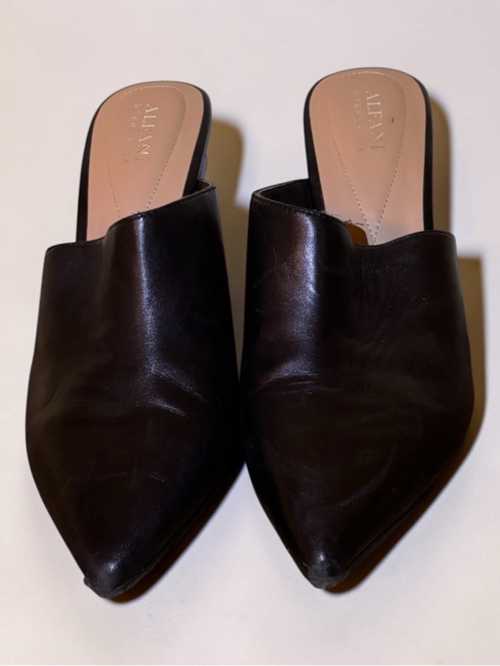 Alfani Black Pointed Leather Slip-On Mules